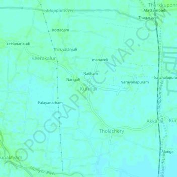 Topografische Karte Kunnur, Höhe, Relief