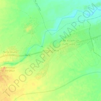 Topografische Karte Amellal, Höhe, Relief