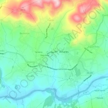 Topografische Karte Frecheiro, Höhe, Relief