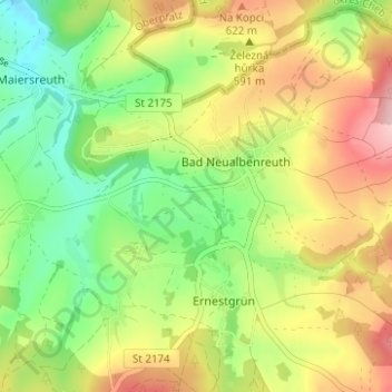 Topografische Karte Rennermühle, Höhe, Relief