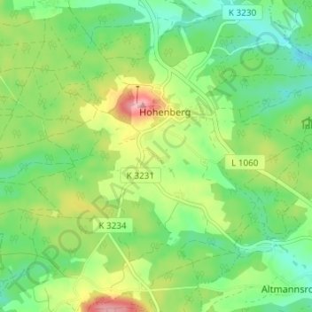 Topografische Karte Tannenbühl, Höhe, Relief