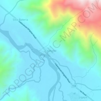 Topografische Karte Calabasa, Höhe, Relief