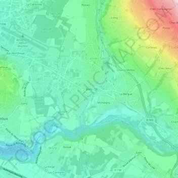 Topografische Karte Borly, Höhe, Relief