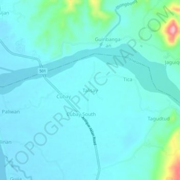 Topografische Karte Talisay, Höhe, Relief