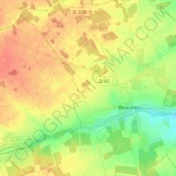 Topografische Karte La Mière, Höhe, Relief