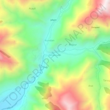 Topografische Karte Amarnath, Höhe, Relief