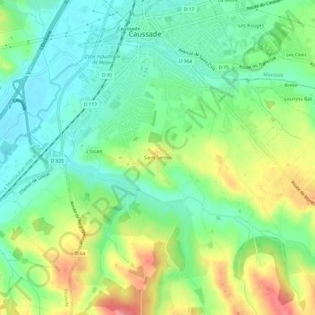Topografische Karte Saint Sernin, Höhe, Relief