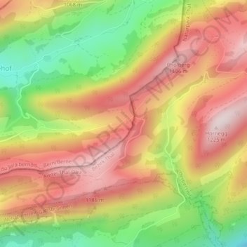 Topografische Karte Büx, Höhe, Relief