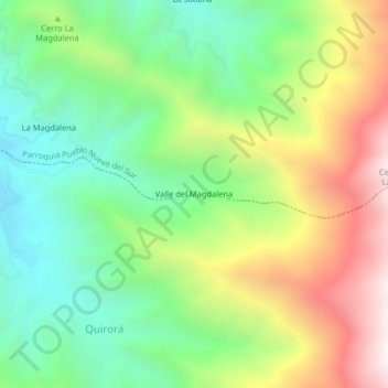 Topografische Karte Valle del Magdalena, Höhe, Relief
