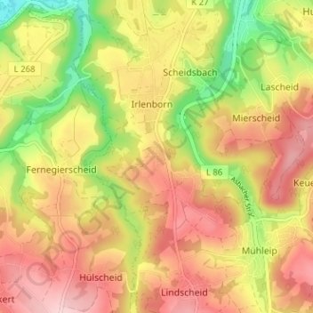 Topografische Karte Hausen, Höhe, Relief