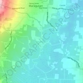 Topografische Karte Mauswagon, Höhe, Relief