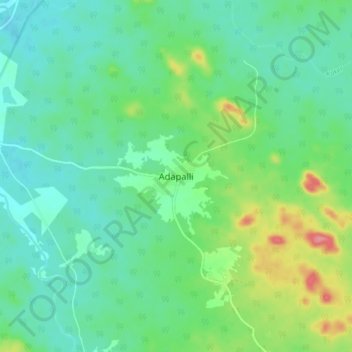 Topografische Karte Adapalli, Höhe, Relief