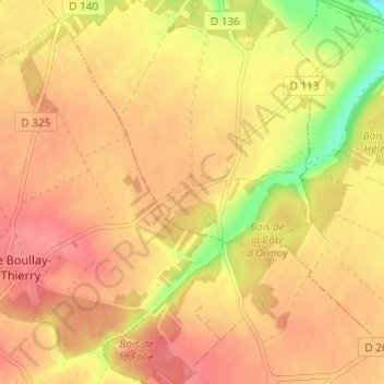 Topografische Karte Cherville, Höhe, Relief