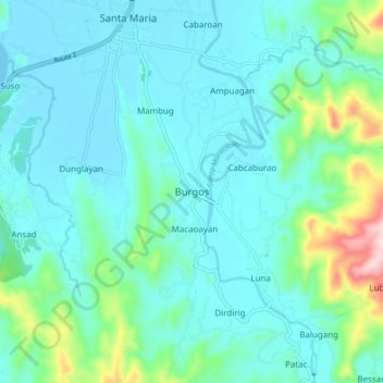 Topografische Karte Burgos, Höhe, Relief