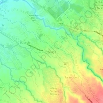 Topografische Karte Halang, Höhe, Relief