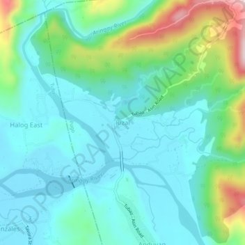 Topografische Karte Rizal, Höhe, Relief