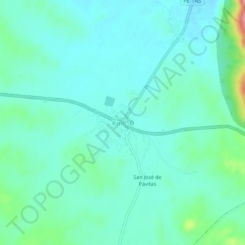 Topografische Karte Km. 50, Höhe, Relief