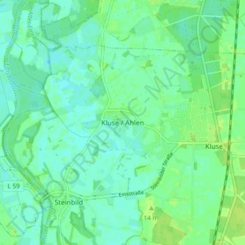 Topografische Karte Kluse / Ahlen, Höhe, Relief