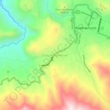 Topografische Karte Cruz de Bendicion, Höhe, Relief