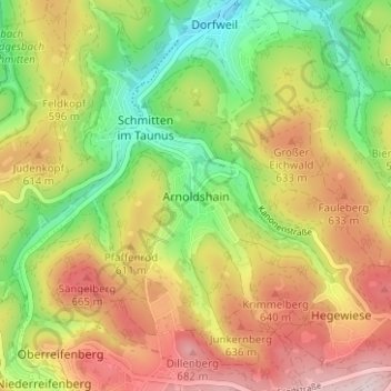 Topografische Karte Arnoldshain, Höhe, Relief