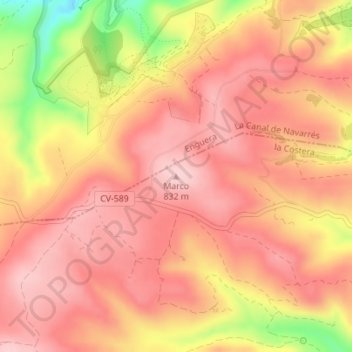 Topografische Karte Marco, Höhe, Relief