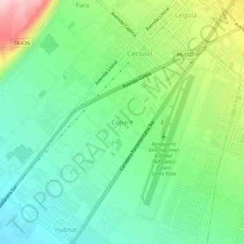 Topografische Karte Copare, Höhe, Relief
