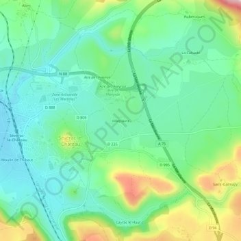 Topografische Karte Villeplaine, Höhe, Relief