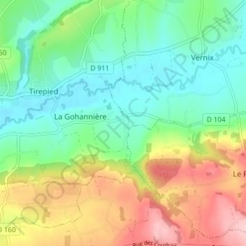 Topografische Karte La Bazillière, Höhe, Relief