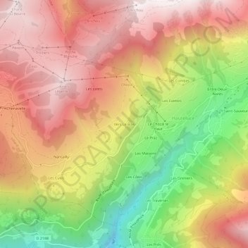 Topografische Karte Vers Le Bois, Höhe, Relief
