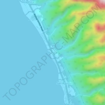 Topografische Karte Bunga, Höhe, Relief