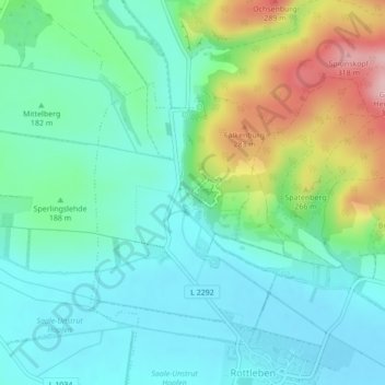 Topografische Karte Barbarossahöhle, Höhe, Relief