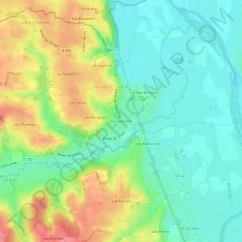 Topografische Karte Les Golaines, Höhe, Relief