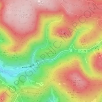 Topografische Karte Mittelhauk, Höhe, Relief