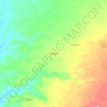 Topografische Karte Poblador, Höhe, Relief