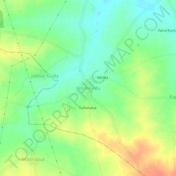 Topografische Karte Yeliminedu, Höhe, Relief