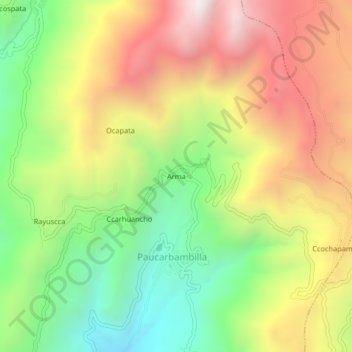 Topografische Karte Arma, Höhe, Relief