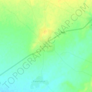 Topografische Karte Artiya Kalan, Höhe, Relief