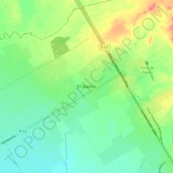 Topografische Karte El Danto, Höhe, Relief