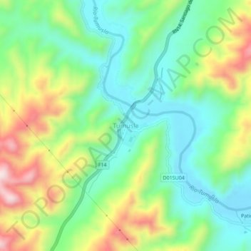 Topografische Karte Tumusla, Höhe, Relief