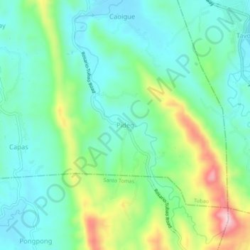 Topografische Karte Pideg, Höhe, Relief