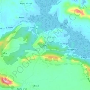 Topografische Karte Galo, Höhe, Relief