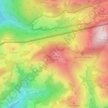 Topografische Karte Wandberg, Höhe, Relief