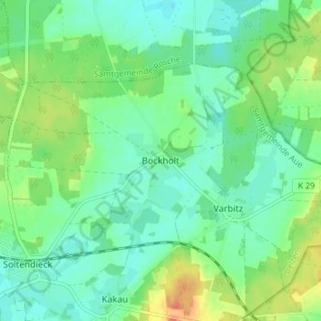 Topografische Karte Bockholt, Höhe, Relief