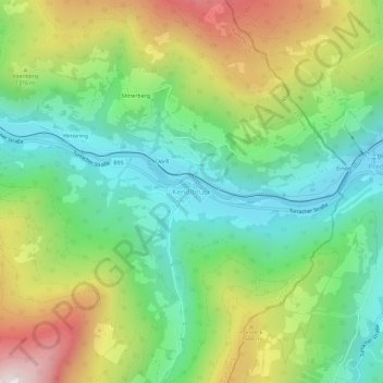 Topografische Karte Kendlbruck, Höhe, Relief