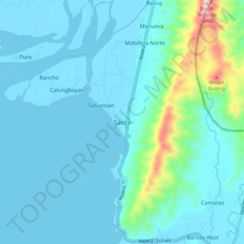 Topografische Karte Santa, Höhe, Relief
