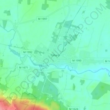 Topografische Karte Tollarp, Höhe, Relief