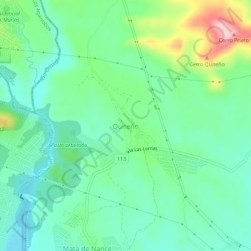 Topografische Karte Quiteño, Höhe, Relief