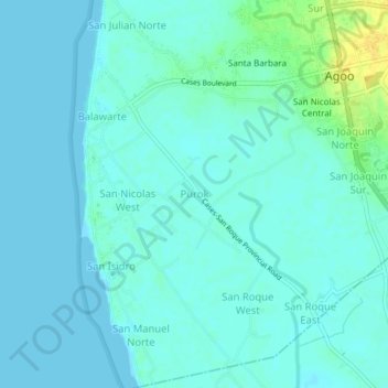 Topografische Karte Purok, Höhe, Relief