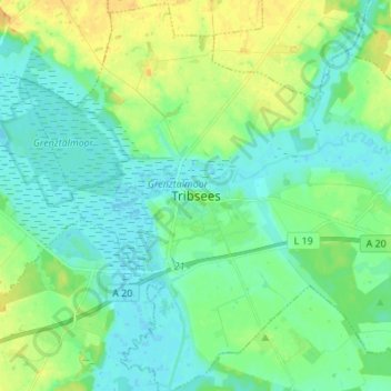 Topografische Karte Tribsees, Höhe, Relief