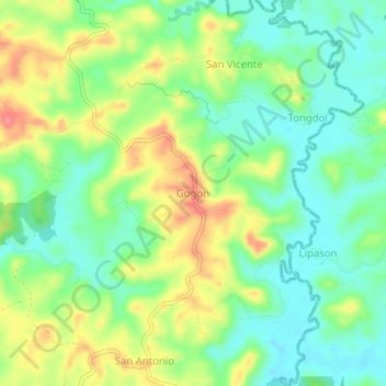 Topografische Karte Gogon, Höhe, Relief